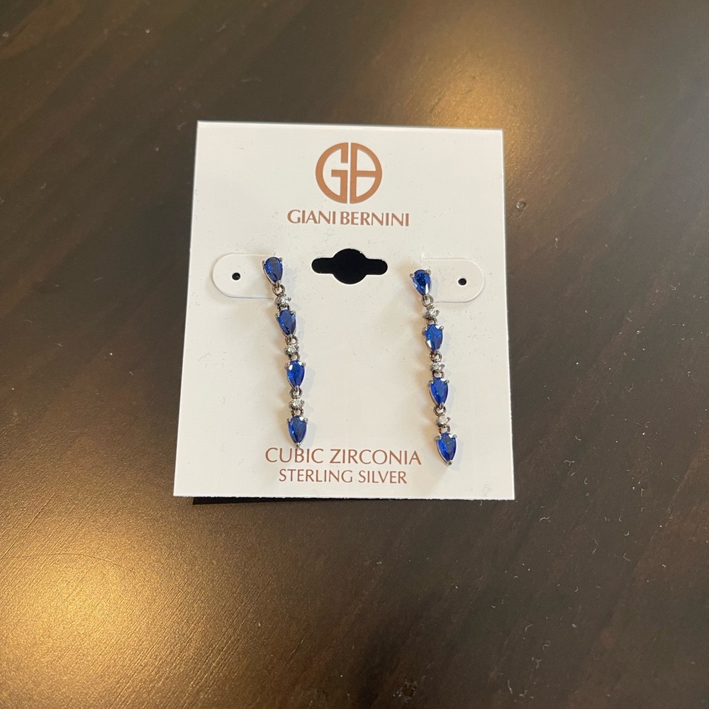 Giani Bernini Silver Earrings with Blue Stones